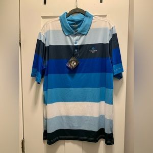 Striped blue dry fit golf shirt